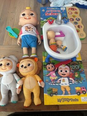 Cocomelon JJ Plush Doll with Blue Outfit and Interactive Bath Set